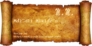 Mádli Miklós névjegykártya